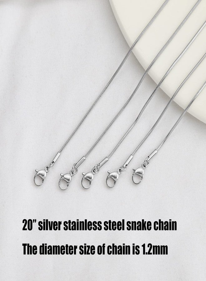 Lezam 12 Pcs 1.2mm Necklace Chain Bulk Stainless Steel Snake Chain Necklace for DIY Jewelry Making Accessories, 20 inches, Stainless Steel, No Gemstone - Image 3